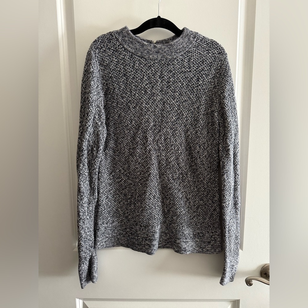 LOFT 100% Cotton Women's Gray Crewneck Sweater